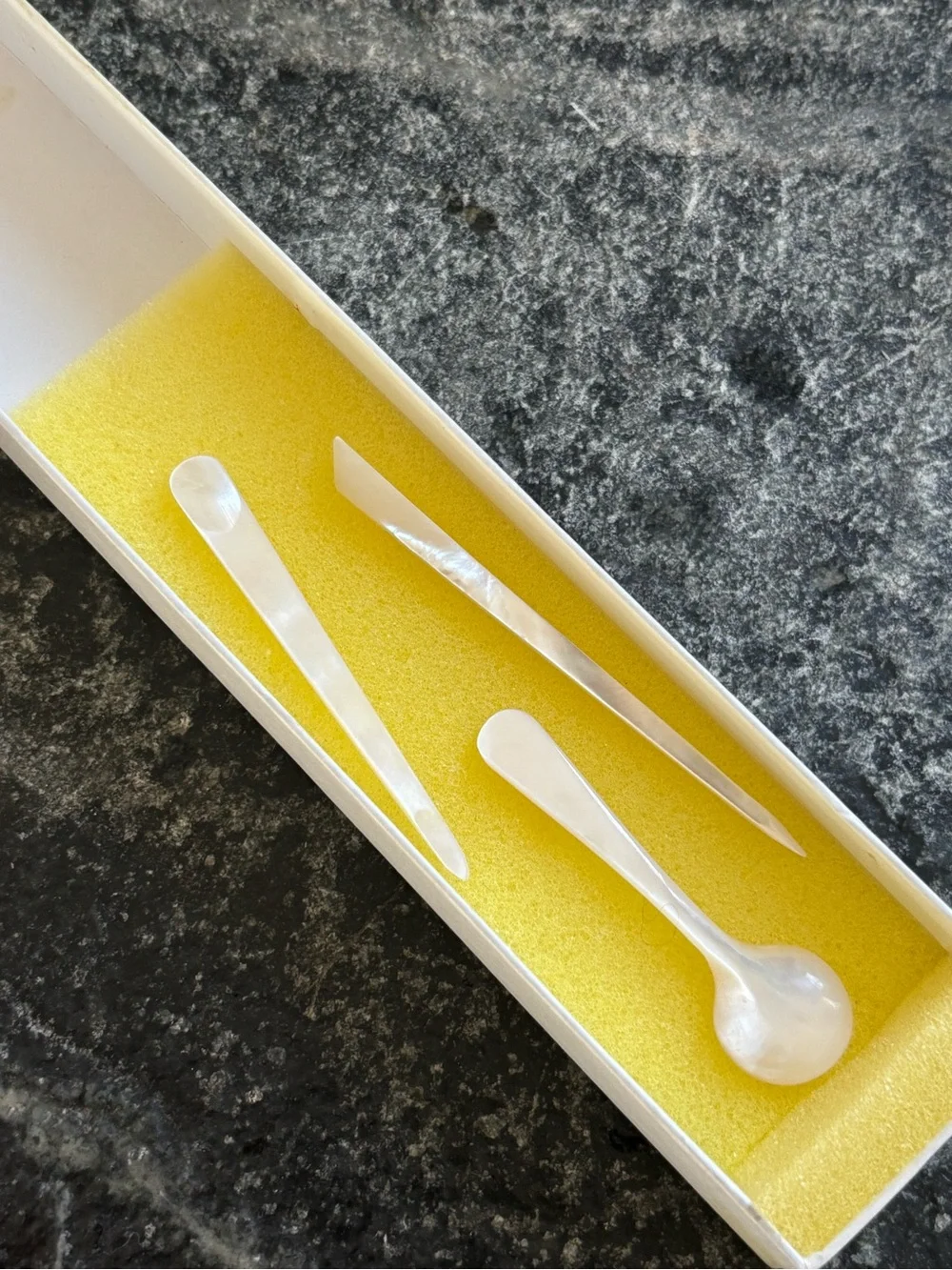 Mother-of-Pearl miniature caviar serving set- spoon and picks